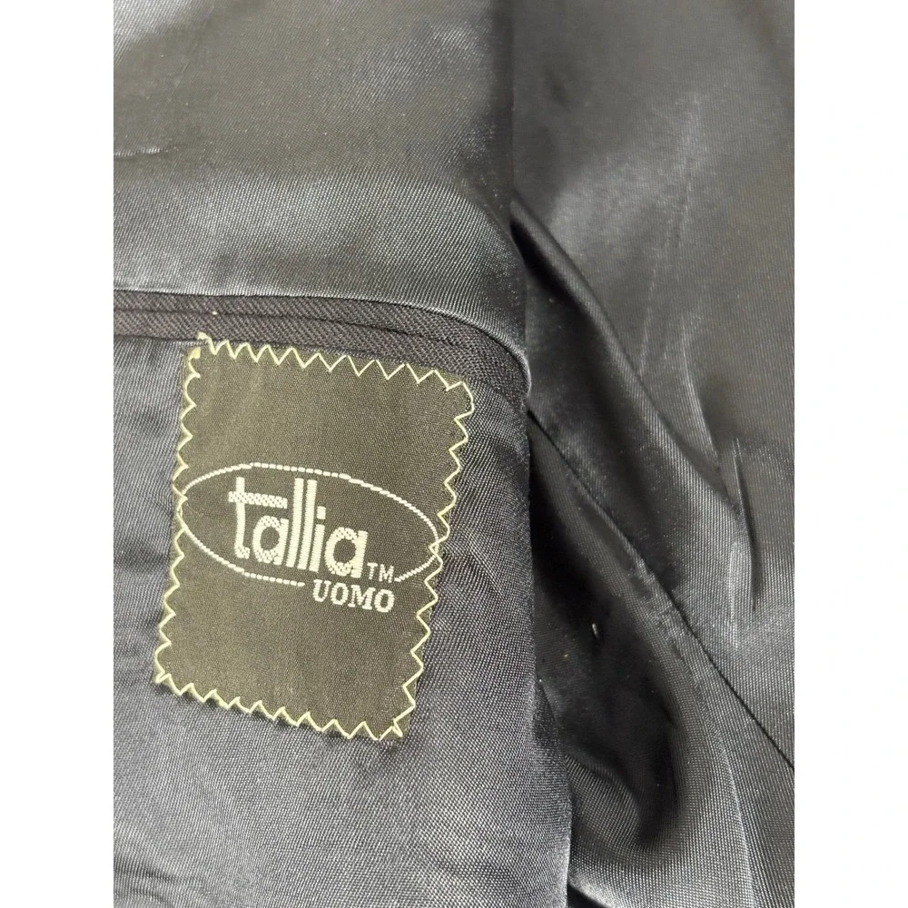 Tallia Uomo‎ Mens Blazer Navy Blue 100% Pure Wool Double Breasted Peak Lapel 42R